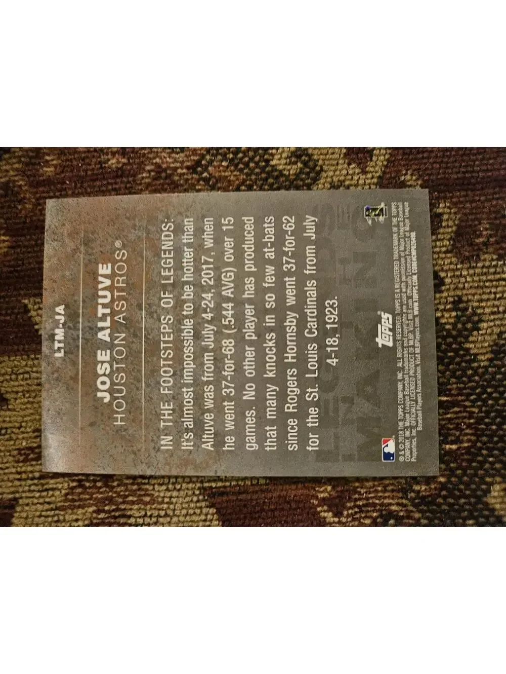 Jose Altuve - 2018 Topps Update Legends in the Making #LITM-JA - RAW Mint